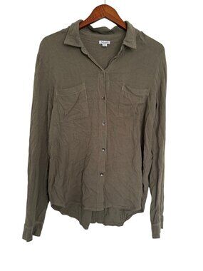 Splendid Olive Green Button Long Sleeve Button Down Shirt with Pockets- M